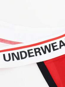 SHEIN 男士字母腰带装饰性感三角裤 - 紅色 - 查看 6