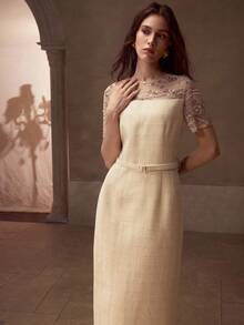 MOTF PREMIUM CONTRAST SEQUIN SHEER DRESS