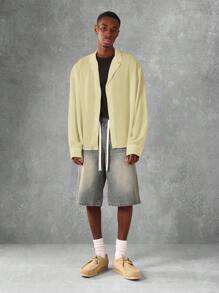 SUMWON Áo sơ mi cài nút ve xẻ tay dài nhẹ nhàng, rộng rãi, thoáng khí, thường ngày cho công sở, dạo phố mùa xuân hè - Màu vàng - Xem 5