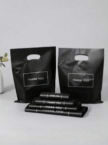50 túi quà cảm ơn màu đen, túi nhựa cho doanh nghiệp nhỏ, túi mua sắm, lý tưởng cho lễ hội, sinh nhật, quà tặng tiệc, bao bì quà cưới, thích hợp làm quà tặng, tiệc tùng, cửa hàng, cửa hiệu, v.v. - Màu đen 50pcs - Xem 3