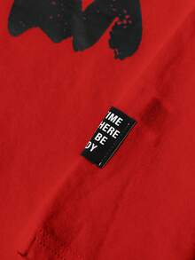 Manfinity EMRG Camiseta oversize de hombre con estampado de cruz y eslogan - Rojo - Ver 5