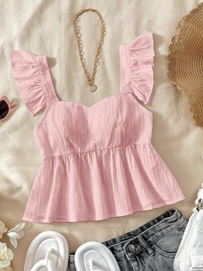 SHEIN Áo sơ mi vải họa tiết chữ A tay bồng màu hồng cho bé gái, thích hợp cho kỳ nghỉ, lễ hội âm nhạc, phong cách Boho, ngày lễ, tiệc trà chiều Áo babydoll Áo babydoll Áo babydoll màu hồng Áo babydoll mùa hè Áo babydoll nhún bèo Áo babydoll dễ thương Áo babydoll nhún bèo màu hồng