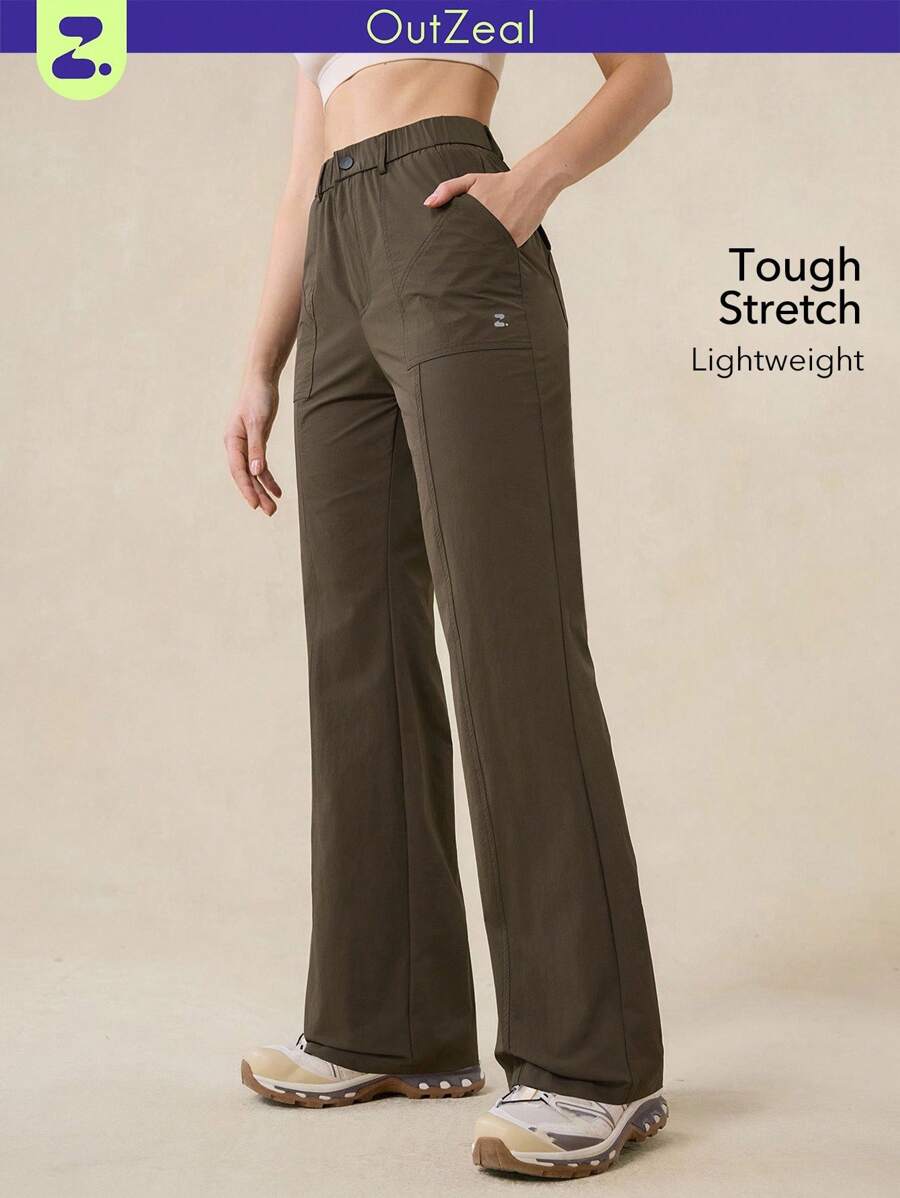 OutZeal 女士户外裤 露营徒步 防水弹力修身喇叭裤腿带口袋 - 棕色 - 查看 1