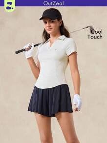 OutZeal 女款 Cool Touch 修身 Polo 紧身 T 恤 运动高尔夫日常 - 白色 - 查看 11