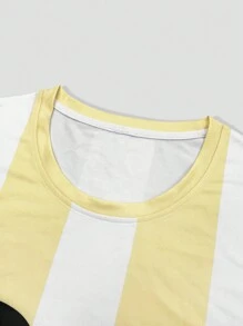 ROMWE MEN Prep Men's Contrast Stripe & Numeric Print Long Sleeve T-Shirt Sporty Jersey - Multicolor - View 3