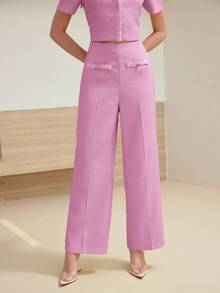 MOTF STUDIO Pantalon de costume avec fermeture éclair latérale et pli pressé - Rose bonbon - Voir 1