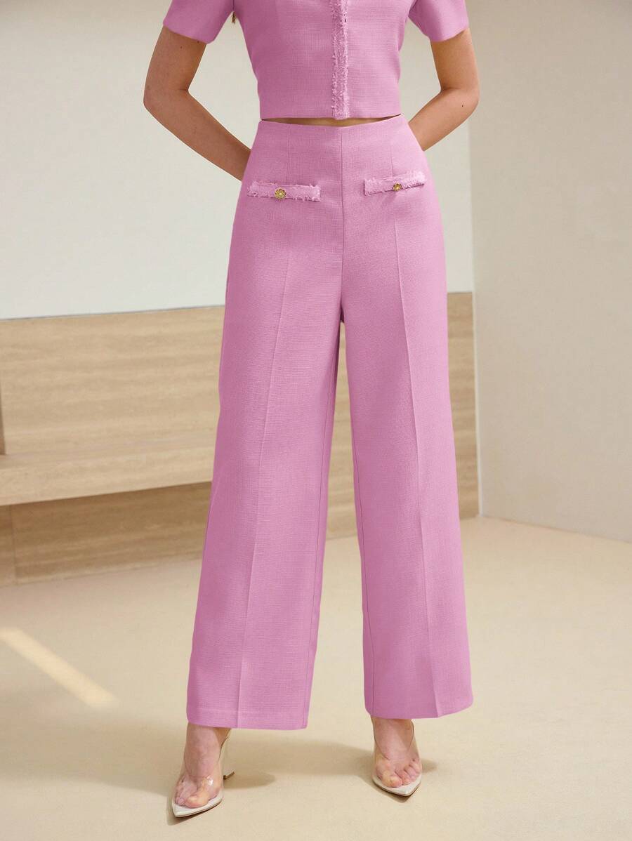 MOTF STUDIO Pantalon de costume avec fermeture éclair latérale et pli pressé - Rose bonbon - Voir 1