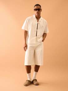 Musero 系带宽松短袖衬衫秋季时尚街头风格度假 - 白色 - 查看 4