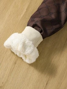 SHEIN 2pcs Tween Boys Printed Jacket And Pants Set, Casual Outfit Fall Winter - Coffee Brown - View 3