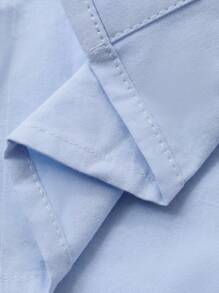 Hapijoa 秋季幼儿男童宽松休闲卡通刺绣衬衫 - 藍色 - 查看 8