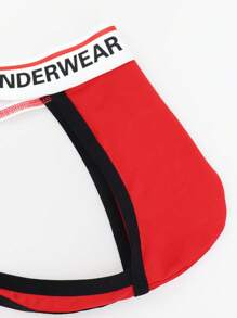 SHEIN 男士字母腰带装饰性感三角裤 - 紅色 - 查看 7