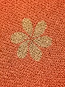 SHEIN MOD Women's Elegant Floral Pattern Mermaid Hem Knit Skirt In Fall/Winter - Orange - View 5