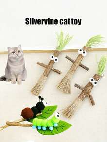 PETSIN 1 Peça Brinquedo de Catnip de Madeira, Lagarta, Formiga, Formato Fofo de Homem de Madeira, Autoentreterimento para Gatos, Boneca de Limpeza Oral, Bastão de Moagem de Catnip de Madeira para Filhotes de Gato, Brinquedo para Animais de Estimação - Multicolorido - Visão 14