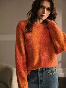 MOTF PREMIUM 优雅宽松渐变色圆领毛衣，秋冬