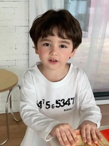 Hapijoa Young Boys' Loose Casual Basic Letter Print T-Shirt, Versatile For Layering Or Outerwear, Autumn Long Sleeve Tops Girl - White - View 2