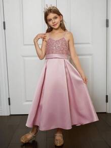 Hapijoa Girls' Elegant Dress, Sweet Lady Style, Suitable For Fall - Pink - View 3
