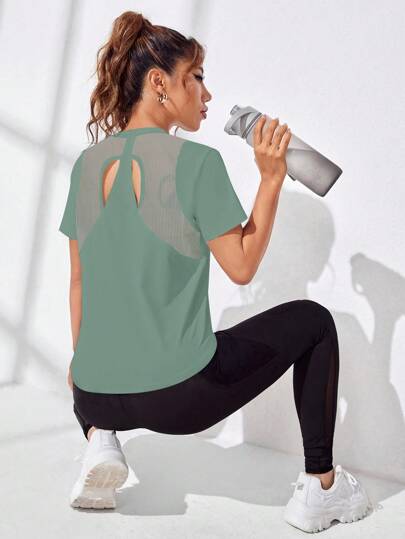 Easithlete Women's Solid Color Casual Sports Short Sleeve T-Shirt Gym Shirts