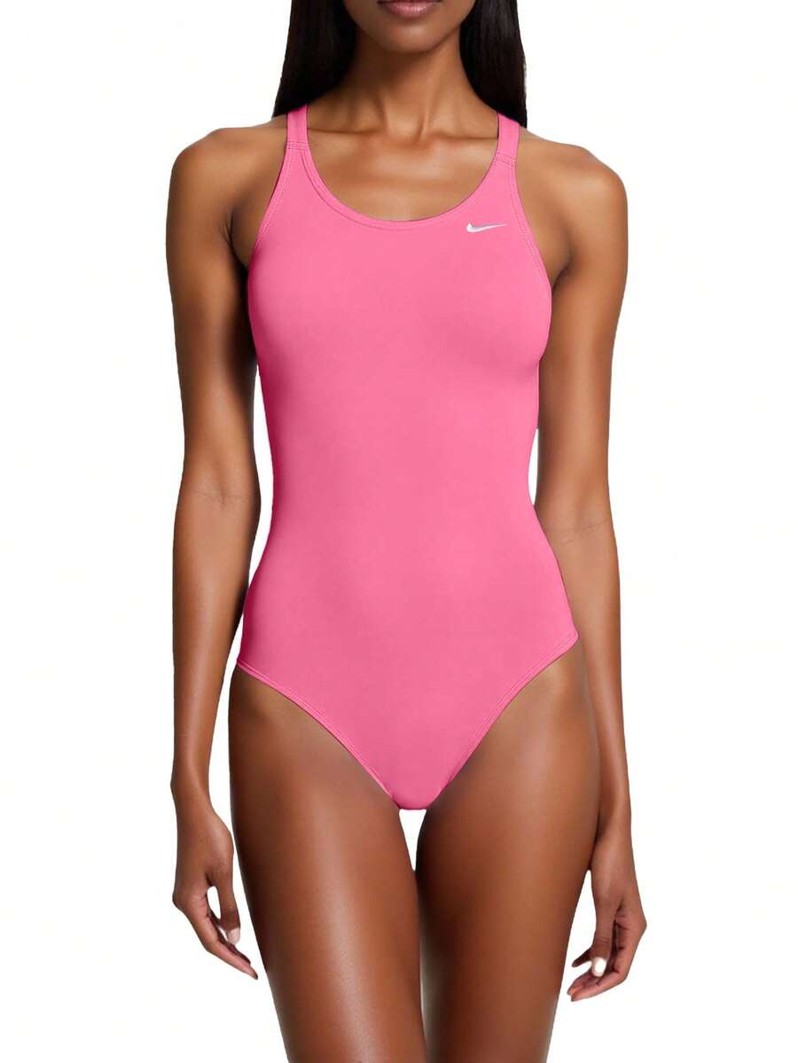 Nike 1 bộ đồ bơi liền thân hở lưng màu trơn cho nữ - Hồng - Xem 1