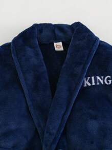 Cozy Pixies Accappatoio con cappuccio, maniche lunghe e cintura, con stampa di lettere e fodera in pile, adatto per casa, bagno, spiaggia e altre occasioni, autunno/inverno, per ragazzi