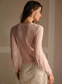 MOTF PREMIUM WOOL RHINESTONE DETAIL SWEATER KNIT PULLOVER FALL WINTER - Baby Pink - View 3