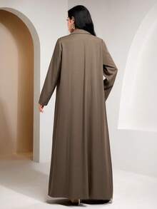 Veilorie Women's Casual Solid Color Lapel NeckSingle-Breasted Abaya, Modest Clothes Dubai Abaya Open Abaya Abaya With Blazer