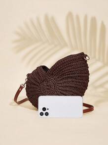 SHECARRY 1 件女士编织单肩包，大容量，海滩度假 - 咖啡棕 - 查看 4