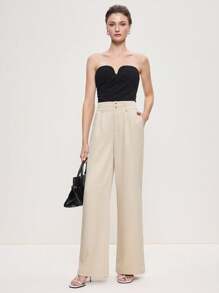 BizChic Quần âu kaki nữ mới thu đông 2025 có trang trí eo kim loại, cài nút, túi bên hông, cạp xếp ly, trang phục công sở thanh lịch, hiện đại, phù hợp cho các buổi hẹn hò, tiệc tùng, đi chơi, sân bay, hòa nhạc đồng quê lãng mạn, phong cách Hàn Quốc, sân bay, khách dự tiệc cưới, sinh nhật, Halloween, Giáng sinh - trái cam - Xem 4