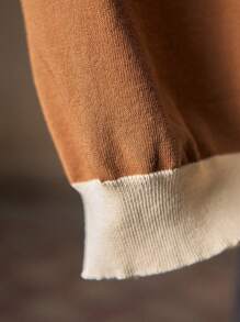 AKNOTIC Men's Casual Polo Collar Short Sleeve Knit Top - Apricot - View 8