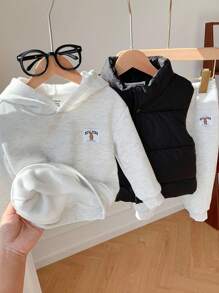 3 件套男婴/女婴休闲羊毛背心、灰色连帽衫和慢跑裤运动服，男女通用婴儿冬装 - 彩色 - 查看 11