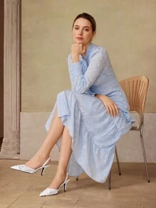 MOTF WOMEN'S LACE APPLIQUES STILETTO HEEL PARTY PUMPS - White - View 9