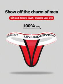 SHEIN 男士字母腰带装饰性感三角裤 - 紅色 - 查看 2