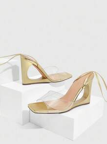 CUCCOO SZL Cuccoo Summer Fashion Elegant Lace-Up Wedge Sandals