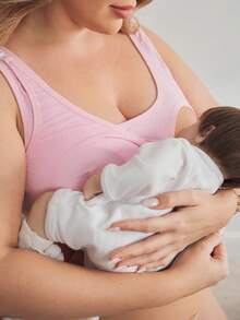 Moonlight&Mama Plus Size Women Solid Color Comfortable Adjustable Maternity & Nursing Bra - Pink - View 5