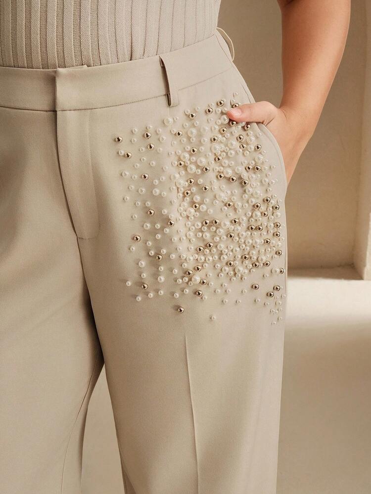 Plus Size Fashionable Beaded Women Pants