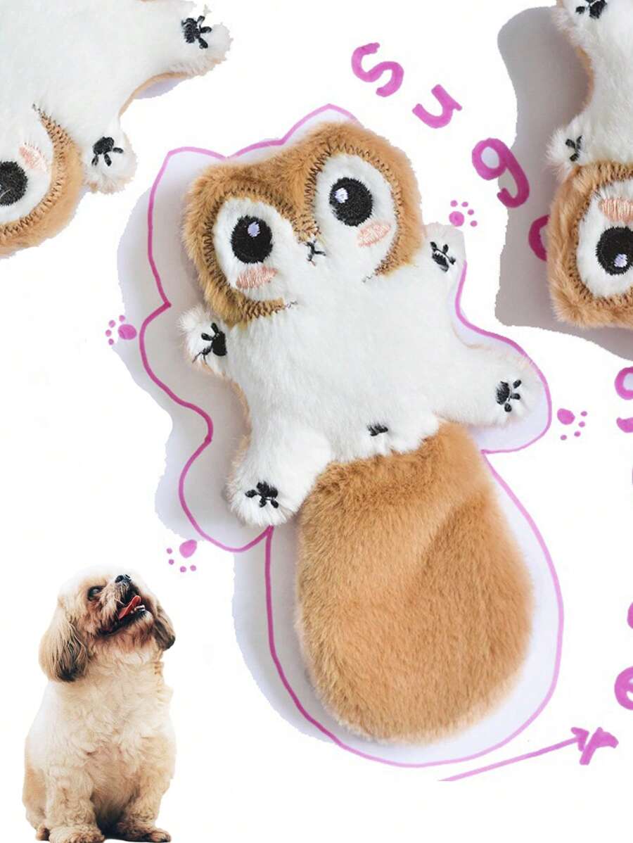 PETSIN 1 宠物说话玩具，狗狗毛绒说话玩具，浣熊，有袋类滑翔模仿小动物，磨牙洁牙，自娱自乐和缓解无聊的狗玩具，宠物玩具 - 彩色 - 查看 1