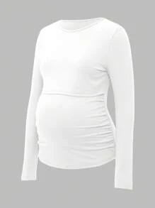 Modmama 孕妇圆领长袖哺乳上衣 - 黑色 - 查看 11