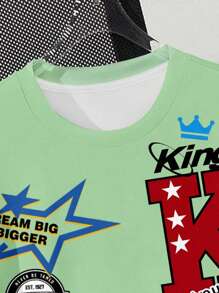 SHEIN 青少年男孩休闲简约短袖圆领 T 恤，适合夏季 - 白色 - 查看 4