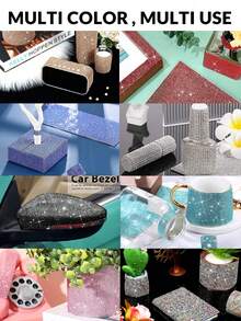 闪亮钻石贴纸彩色 DIY 可定制可切割自粘胶带，适用于镜子、汽车、服装、礼品派对、家居装饰、收音机、书籍、水钻、闪光装饰工艺品，供应优质时尚配饰