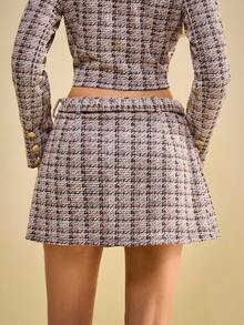 Muvela 2025 Autumn/Winter New Vintage Elegant Lady Luxurious Valentine's Day Date Afternoon Tea Party Wedding Birthday Formal Commute Casual Back To School Teacher's Day Plaid Low Waist A-Line Skirt