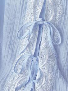 SHEIN Clasi Áo sơ mi nữ tay dài màu trơn, đơn hàng thường ngày, cỡ lớn, mùa xuân/thu - Màu xanh lam - Xem 4