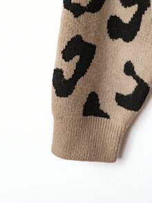 Juhart Plus Size Leopard Print Knit Cardigan Fall Winter Cloth For Women Autumn - Multicolor - View 4