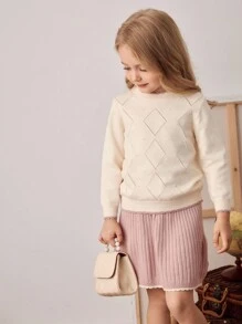 PrepCrw Suéter de manga comprida com gola redonda estilo universitário para meninas e minissaia de malha, roupa casual - Multicolorido - Ver 7