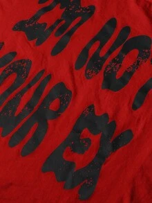 Manfinity EMRG Camiseta oversize de hombre con estampado de cruz y eslogan - Rojo - Ver 6