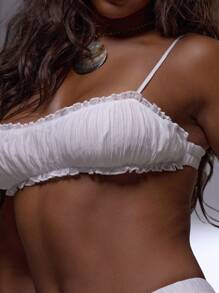 MUSERA Sexy Ruched Shirred Bralet Top Boho Club Sexy  Winter Elegant Spring Summer - White - View 6