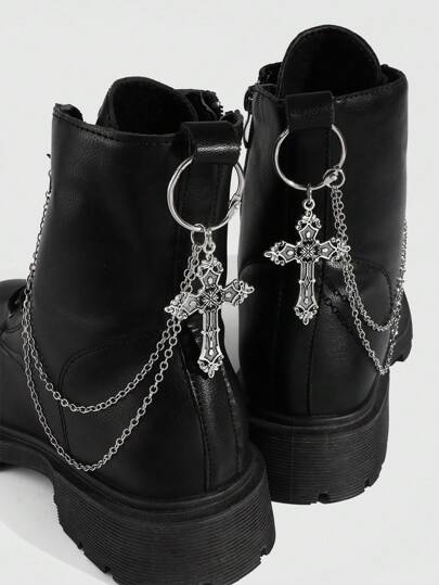 Goth 2 pièces Chaînes de chaussures croix gothiques, décoration de chaussures pour Halloween