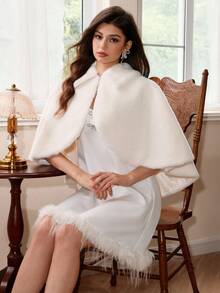 SHEIN MOD Women's Elegant Solid Color Faux Fur Coat, Autumn/Winter,Halloween Clothes,Winter Clothes For Women,Concert Outfits For Women,Fairycore,Winter Clothes Women