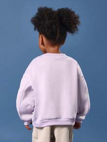 SUMWON Kids Oversized Studios Logo Sweatshirt Autumn Winter Casual Pullover Long Sleeve Wear Streetwear Jumper With Ribbed Trim Fall - Purple - View 2