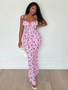 Alexandranx 女士花卉印花紧身性感时尚优雅派对度假节夏季连衣裙 - 彩色 - 查看 1