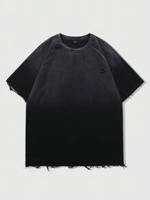 ROMWE MEN Grunge Punk Men's T-Shirt With Street American Design, Splatter Paint Zebra Effect Graphic Tee, 2000s Style