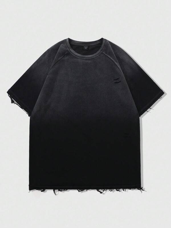 ROMWE MEN Grunge Punk 男士街头美式 T 恤，泼墨斑马效果图案 T 恤，2000 年代风格